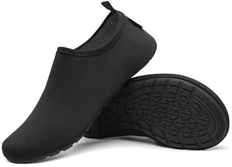 SAGUARO Chaussures Aquatiques Homme Chaussures d'eau Femme Chaussure de Plage Séchage Rapide Chaussures Plongée pour Mer Nautiques Baignade Riviere Noir Fumé GR. 38/39 EU