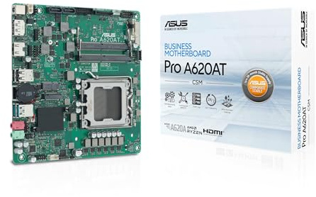 ASUS PRO A620AT-CSM, Scheda Madre Business AMD Mini ITX, Socket AM5, DDR5, Slot M.2, Ethernet, HDMI, DisplayPort, USB-A 3.2 Gen 1, USB-A 3.2 Gen 1, USB-C 3.2 Gen 2, CPU Ryzen 9000-8000-7000, Nera