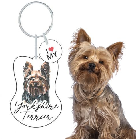 Splosh Personalised Yorkshire Terrier Keyring. Customised Dog Key Chain Gifts. Key Rings for Dog Lovers
