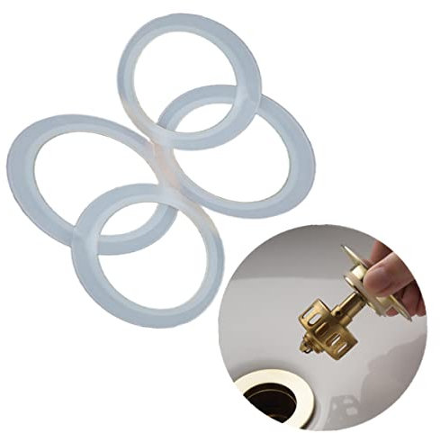 KREDHONG 4 Pcs O-Rings Sink Plug Rubber Seal Bath Clear Waste Washer Basin Click Pop Up Spare for Metal Plugs(34/43mm), White
