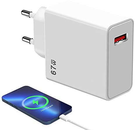 weiting Bloc Chargeur Mural | Adaptateur Secteur 67 W | Charge RapiPortable QC 5.0 Compatible avec Les Ordinateurs Portables, Les tablettes Banks, Les Smartphones