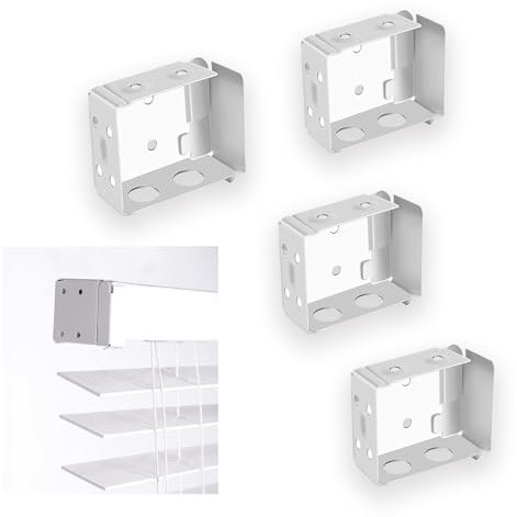 AZWOOD Jalousien Montage Halterung, Weiß Jalousien Kopfschiene Halterungen, rechteckige Kastenhalterungen für 50 mm Jalousien/Holzjalousien (4 Stück,50mm)