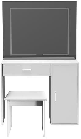 Home Deluxe - Schminktisch Imani - Farbe: Weiß - 130 x 80 x 40 cm, inkl. LED Streifen, steuerbar über Touchbutton, inkl. Hocker I Kosmetiktisch Make UP Tisch