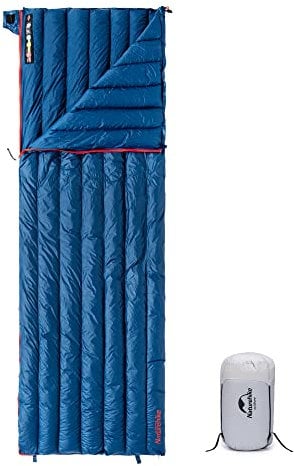 Naturehike CWM400 800FP Ultraleichter rechteckiger Entendaunenschlafsack Wasserdichter Winter-Camping-Schlafsack für Erwachsene 200×80cm -10℃ bis 6℃ Kann gespleißt Werden Unisex-Navy blau