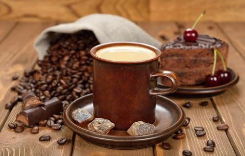 1000 Piece Wooden Jigsaw Puzzle, Chocolate Cake Coffee Beans Jigsaw Puzzle Kids Gifts 75X50Cm