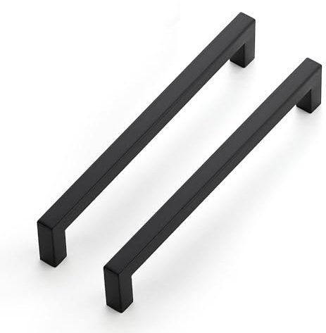 Ravinte 20 Pack Kitchen Door Handles Black Handles for Cupboards 192mm Cupboard Pulls Kitchen Cabinet Pulls Square Bar Wardrobe Hardware Cabinet Door Hardware