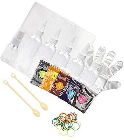 Lurrose 1satz Farben DIY Pigmentset Für Kreative Stofffärbung Farbflaschen Elastischen Ringen Und Handschuhen Für Kunstprojekte Und Bastelarbeiten Für Schüler