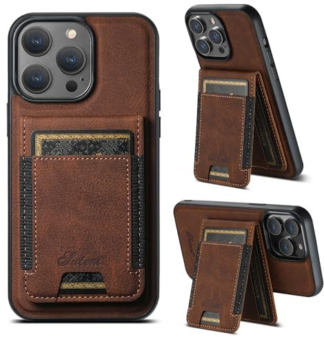 AFARER Handyhülle für iPhone 15 Pro Max Hülle mit Handy Kartenetui,Kompatibel mit Magsafe Wireless Charging,Brieftasche Leather Wallet case Stoßfest für iPhone 15 Pro Max 6.7,Braun