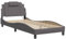 vidaXL Bettgestell, Polsterbett Bett mit LED, Bettrahmen mit Lattenrost Wellenform, Einzelbett für Schlafzimmer, Grau 80x200cm Kunstleder
