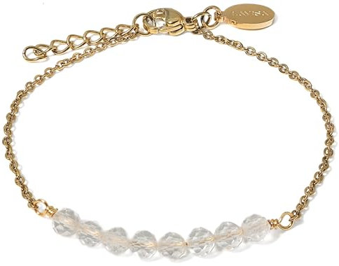 LAVISA 8 Edelstein Armband - 4mm Naturstein Perlen | Kristallperlen, Heilsteine | Onesize Mit Verlängerung (Bergkristall)