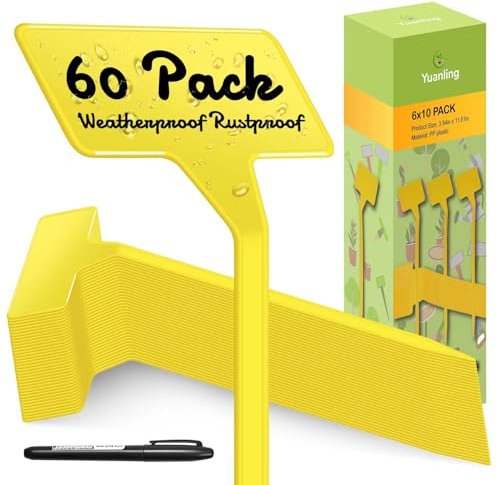 Yuanling Lot de 60 grandes étiquettes de plantes de 30 cm en plastique étanche pour plantes de jardin avec marqueur pour pot de fleurs, herbes aromatiques (blanc)