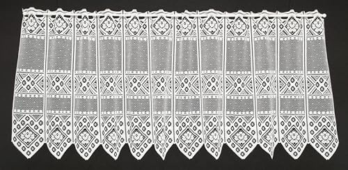 Gardinen Kranzusch Scheibengardine Blume Muster 45x105 cm H/B Weiß Bistrogardine Vorhang Küche 1er Pack
