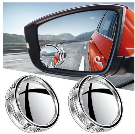 Adunsiaoto 2 Stück Auto Blind Spot Spiegel, Weitwinkel Seitenspiegel HD Konvexe Spiegel, 360 Grad Einstellbar Rückspiegel, Zusätzliche Rückspiegel Fahrzeugen(Silber)