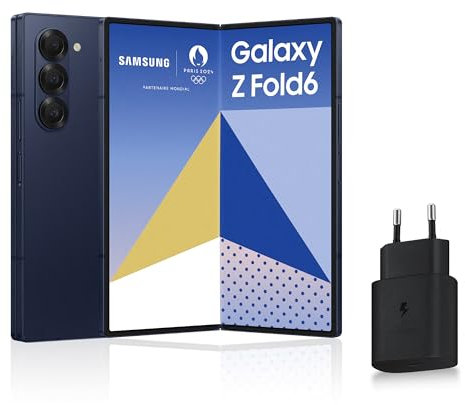 Samsung Galaxy Z Fold6, Smartphone Android 5G avec Galaxy AI, 512 Go, Chargeur secteur rapide 25W inclus, Smartphone déverrouillé, Bleu nuit, Version FR