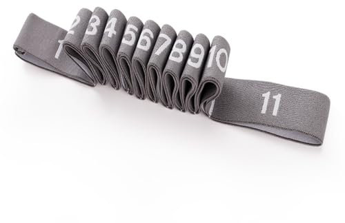 Yoga-Dehnungsband, Stretchbänder für Übungen, Pilates, elastisches Band, Flex-Gurt, 11 Schlaufen für Physiotherapie, Uni, Tanz, Gymnastik, Übung und Pilates, Stretchband (Grau)