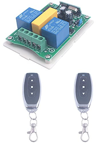 SUYUKUFU 220V 240V AC moteur télécommande interrupteur marche arrière, télécommandes pour Porte de Garage volets sans fil interrupteur récepteur 433MHz (2 x télécommande)