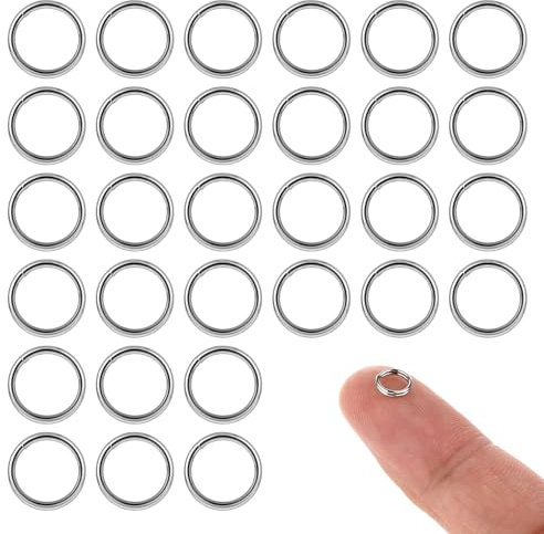 30 Stück Doppelring Biegeringe, 8 mm Spaltringe für Schmuck Edelstahl Offene Sprungringe Jump Rings Runder Schlüsselring Metall Silber Split Ringe für Halsketten Armband DIY Schmuckherstellung