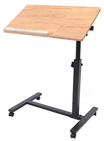 biusgiyeny Laptoptisch Höhenverstellbar Mobiler Betttisch auf Rollen Sofatisch Pflege Beistelltisch höhenverstellbar mit Rollen und Mausablage