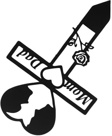 TINEASUR Grabstein Friedhofsschild Papa gedenkpfahl Gedenkzeichen für Grab Gedenkzeichen-Marker gedenkstein metallstange Herzförmiger Gartenpfahl aus Metall Gedenktafel Pfahl Eisen