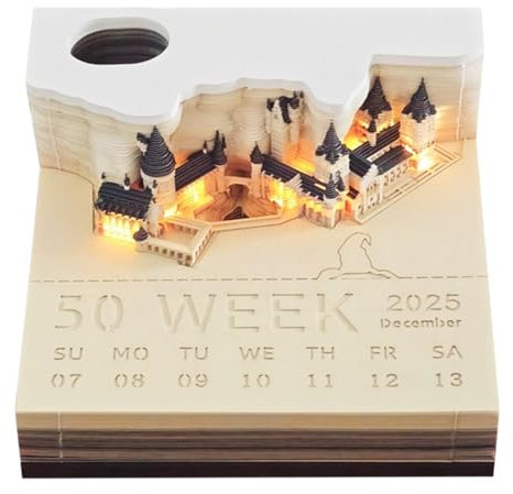 Niktule Kalender Abreißen 2025, Notizblock, Tischkalender Mit LED-Licht, Kalender-Papierschnitzkunst, Weihnachts-Adventskalender, Einweihungs-Desktop-Dekoration Mit Acryl-Schutzhülle Für Menschen