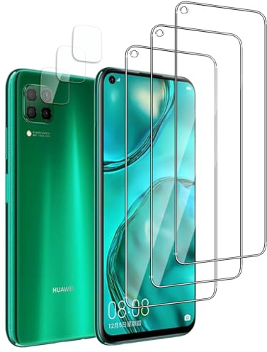 QZJinch 3+3 Stück,Panzer Schutz Glas für HUAWEI P40 Lite,2.5D Edge, 9H-Härte,Anti-Öl, Anti-Fingerabdruck,HD Schutzglas, Bläschenfrei，High Sensitivity