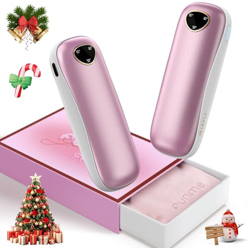 Handwärmer Elektrisch 10000mah OT95, Funme 2er-Pack USB Handwärmer Wiederverwendbar Mit Powerbank, 3 Wärmestufen, Maximal 60°C, Tragbare Taschenwärmer Frauen, Ideal for Outdoor Roségold
