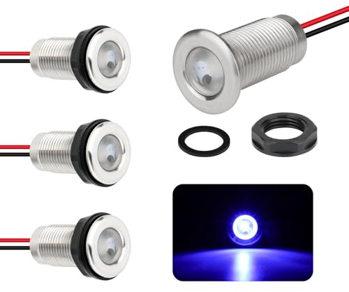 ULITECO Marine LED Boat Interior Lights, 12V-24V, 4PCS Blue, IP68 | IP68 waterproof blue LED dia 1.04 in courtesy lights for boat interiors, cabins, cockpits, pontoons, kayaks, and jet skis