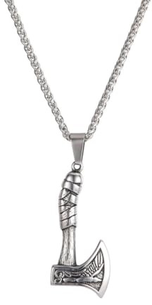 Gu Feng Nordic Viking amulet wolf head axe plus celtic axe pendant necklace