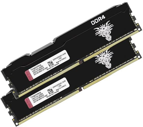 Yongxinsheng DDR4 3200MHz 16GB Kit (8GBx2) Desktop RAM PC4-25600 UDIMM Non-ECC Unbuffered 1.35V 288 Pin CL16 PC Componenti Memoria Upgrade Module Support XMP 2.0 Auto Overclocking (Nero)