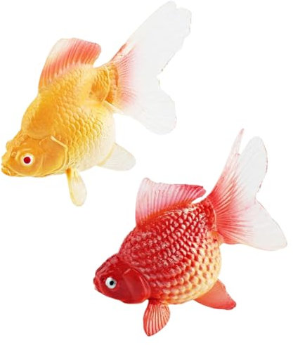 Pesoncarl 2pcs gefälschte Goldfische, künstliches Aquarium Plastikfischmodell Realistisch bewegende gelbe und rotgoldfische schwimmende Fischtankdekorationen