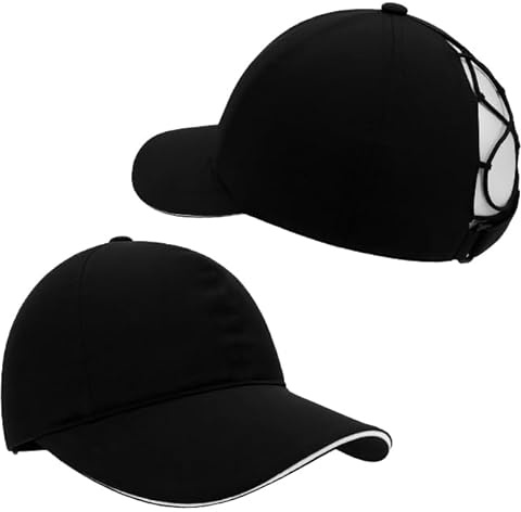 JIAHG Pferdeschwanz Baseballkappe Baseballmütze Damen Unisex Criss Cross Hüte Ponytail Hat Sport Mütze Frauen Baseball Cap Kappe Sonnenschutz Sommermütze (DE/NL/SE/PL, Numerisch, 58, 60, Schwarz)
