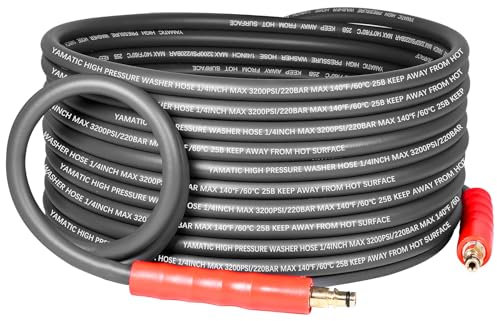 YAMATIC Pressure Washer Hose 33FT/10M,Ultra Flexible & Kink Resistant Click Type Plug 1/4 Quick-Connect for Karcher K2 K3 K4 High Pressure Washer Replacement Hose (3200 PSI/220 Bar)