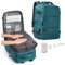 Sac a Dos sous Vide de Voyage Cabine Avion avec Pompe – Sac de Compression avec Airbag, Port USB, Bagage à Main Imperméable,Bleu Paon avec tissu effet lin