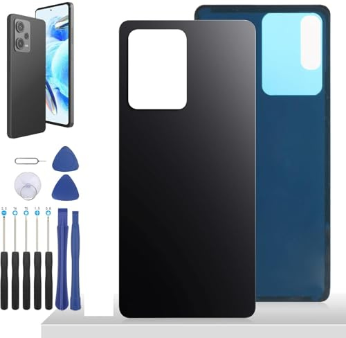 YHX-OU 6.67'' Nero Copribatteria per Xiaomi Redmi Note 12 PRO 5G Copri Batteria Sostituzione Posteriore Ricambio Posteriore Back Cover + Strumento di Installazione