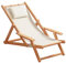 Widppsopt Lot de 2 chaises Longues d'extérieur avec Dossier et accoudoirs réglables en 4 Positions, Tissu Coton et Lin, Chaise inclinable en Bois pour Plage, Piscine et Balcon