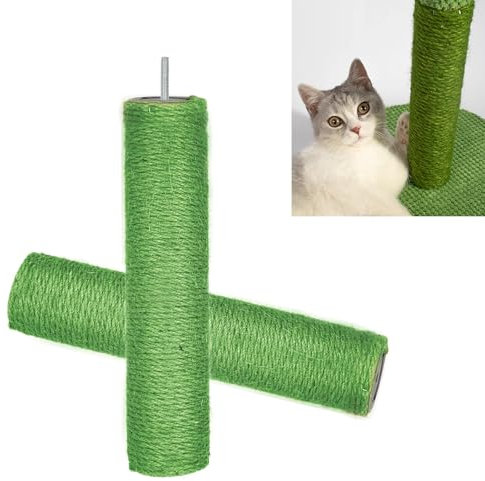 2 pezzi di ricambio per albero tiragraffi, corda in sisal naturale per tiragraffi, colonna tiragraffi per gatti, scratching post, parti di ricambio per la ristrutturazione, viti incluse, verde, 30 x 7