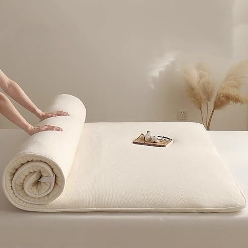 YOUGANG Matelas futon Japonais avec Rembourrage en Coton, surmatelas Enroulable Pliable, Rembourrage au Sol, épais et Chaud, Portable, Camping, Voyage (90 x 200 cm)(200x230cm)