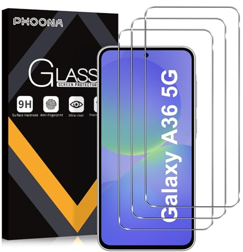Phoona 3 Stück Panzer Schutz Glas für Samsung Galaxy A36 5G, 9H Härte Schutzfolie, 0.33mm HD Displayschutz Folie, Full Screen Stoßfest Frei von Kratzern für Samsung A36 Schutzfolie