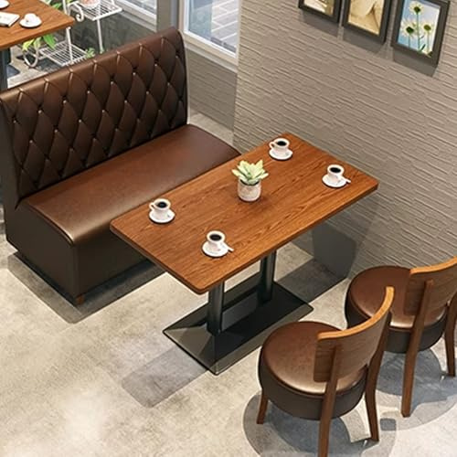 MPLFHSYOS Café-Restaurant mit westlicher Küche, Qingba Bar mit Milchtee-Dessertladen, Retro-Freizeit-Ledersofa mit Wandtisch und Stuhlkombination(Set 2)