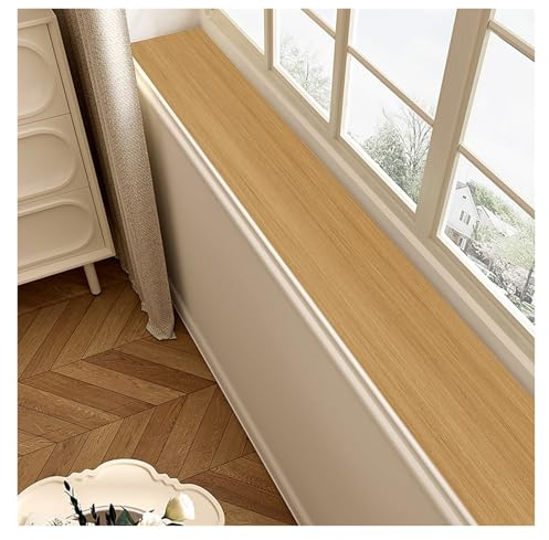 WAHHWF Fensterbank Innen Fensterbankschutz bis zu 71 cm extra breit, Fensterbankmatte in Holzoptik mit Lederbezug, wasserdichte Fensterbankabdeckung für den Eingangsbereich(Style D,4x39.4in/10x100cm)