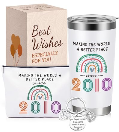 VivaJoy 16th Birthday Gifts Girl - Sweet 16th Birthday Gifts Rainbow Mugs, Personalised 2010 Present for Best Friend, Sister, Daughter