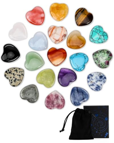 lulir 24 PCS Pierre Precieuse Forme Coeur Mélangées, Reiki Chakra Cristaux