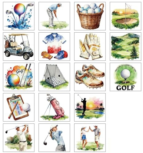 GLOBLELAND 18 Blatt Golf Sport Rub On Sticker Golfschuhe 10x9cm Transferaufkleber Golfball UV DTF Cup Transfer Aufkleber Möbel Glas Holz Fotoalbum DIY Deko Scrapbooking Home