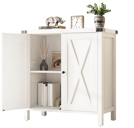 Zstar Mueble Bar De Café, Mueble De Cocina, Aparador Buffet Moderno De Estilo Rústico con Estante Ajustable, Gabinetes Decorativos con Puertas De Granero para Cocina, Comedor, Entrada