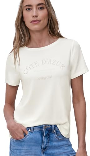 Street One T-Shirt mit Rundhals und Wording Off White 34