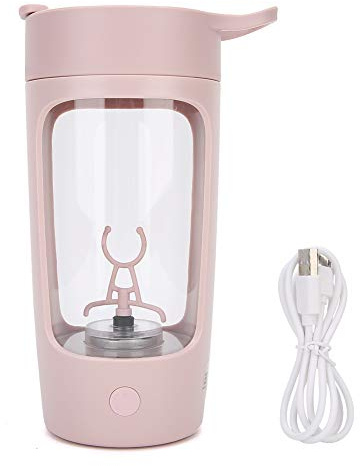 FLEXMAN Botella Coctelera Eléctrica, Mezclador de Batido de Proteínas Portátil de 650 ml con Carga USB, Vaso Mezclador Práctico Multiusos para Cocina Casera, Jugos, Leche de Soja (Rosa)