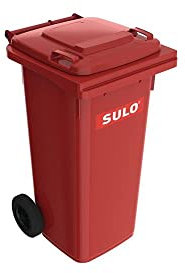 SULO Papelera gran contenedor de basura de 120 l de plástico rojo