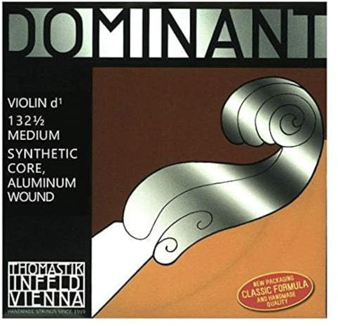 Thomastik-Infeld Dominant Violin D String, 3/4 Size, Medium Tension - 132.12 - Synthetic Core, Aluminum Wound - Clear & Balanced Tone, The Reference Standard for Violin