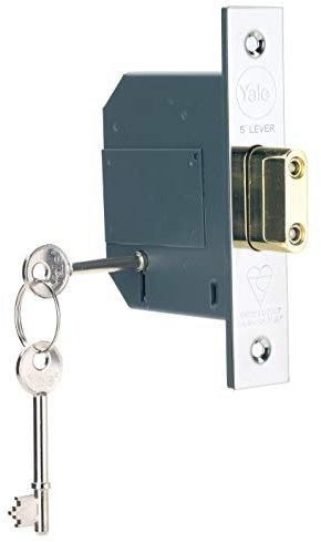 Yale B-BSDL-2.5-CH Einsteckschloss mit 5 Hebeln, für Außentüren geeignet, verchromt, 64 mm
