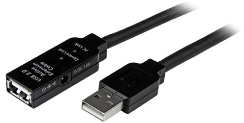 StarTech 115ft Active USB 2.0 Extension, A to A M/F, Black (USB2AAEXT35M) | Black, Cable, USB-A Male to Female, Fully shielded, Plug-and-play, USB Powered, External power included